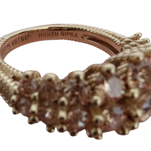 Judith Ripka Champagne CZ 14K Gold Clad Bubbles Ring Size 6 - Picture 7 of 9